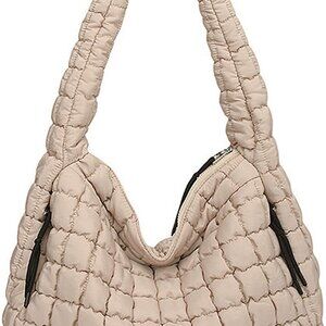 Puffer Tote Cotton Large Lightweight Quilted Shoulder Bag for Work Travel